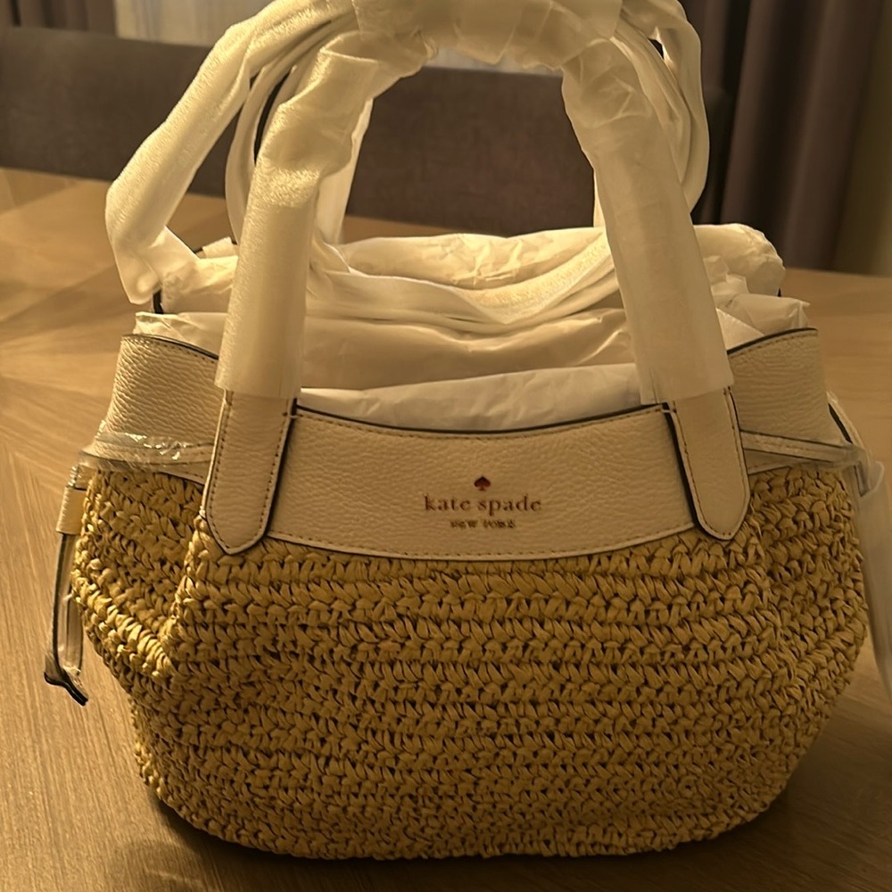 Kate Spade Raffia tote bag w crossbody strap